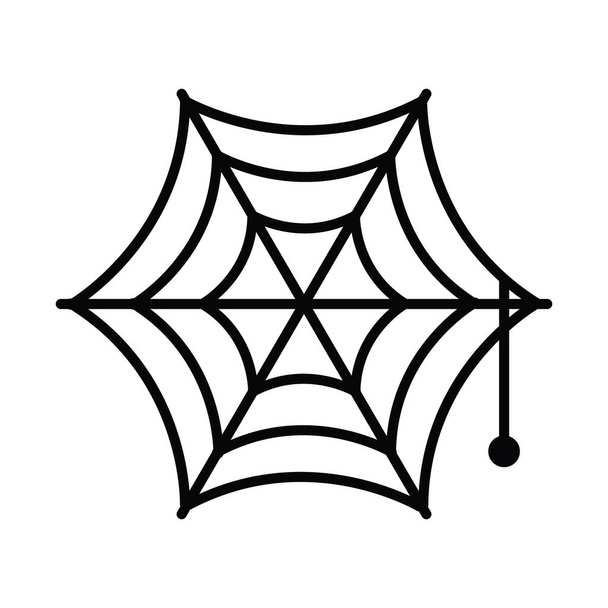 concepto de Halloween, icono de tela de araña, estilo plano - Vector, imagen