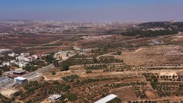 Aerial View over Palestinian Town Biddu Near JerusalemDrone, August, 2020, Izrael - Felvétel, videó