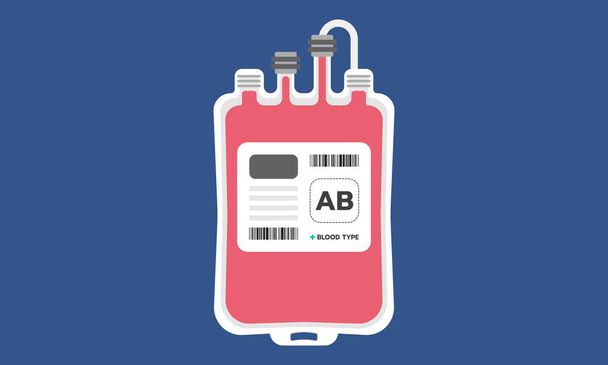 Ilustración gráfica sobre Tipo AB de bolsa de sangre, Cuidado de la salud, Equipo médico. Diseño plano - Vector, Imagen