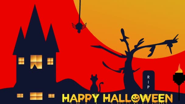 Pelottava Halloween suunnittelu ja hämähäkki - Materiaali, video