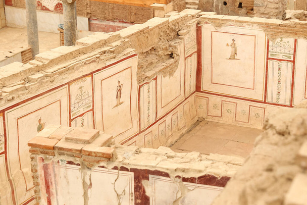 Σχέδια τοίχων σε Αίθριο Σπίτια στην Έφεσο Αρχαία Πόλη, Σμύρνη, Τουρκία - Φωτογραφία, εικόνα