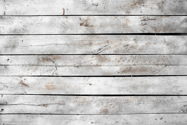 Old white wooden plank top view background. - Foto, Imagen