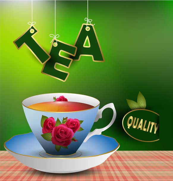 Un exemple de tasse de thé sur la table. eps 10 vecteur
 - Vecteur, image