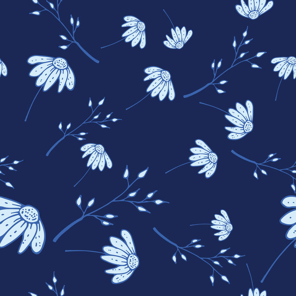 Hand Drawn Seamless Background With Floral Ornaments - Vector, afbeelding