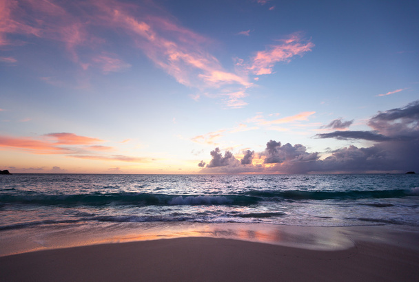 Sunset on Seychelles beach - Photo, image