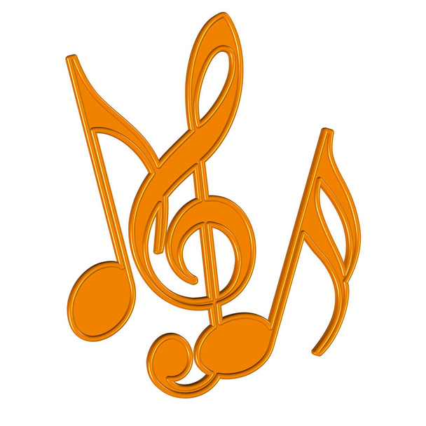 Музыкальные ноты и скрипичный щель на белом фоне - Фото, изображение