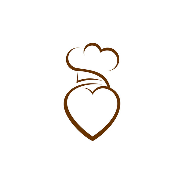 Klobouk šéfkuchaře s motivem designu loga lásky, symbol ikony, koncepty kreativního designu - Vektor, obrázek