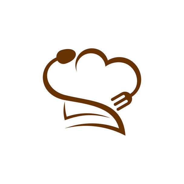 Chapéu de Chef com Colher e Fork Logo Design Template Vector, Símbolo de ícone, Conceitos de design criativo - Vetor, Imagem