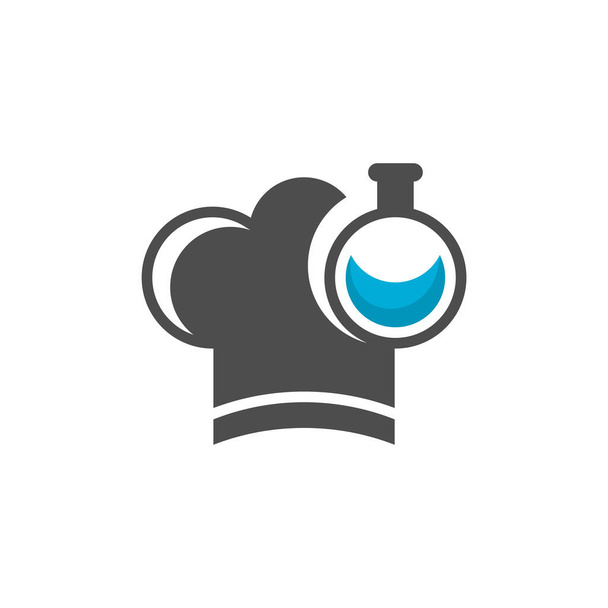 Kapelusz szefa kuchni ze szkłem laboratoryjnym Logo Design Szablon wektor, symbol ikony, kreatywne koncepcje wzornictwa - Wektor, obraz