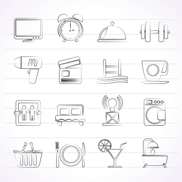 Hotel and Motel facilities icons - Διάνυσμα, εικόνα