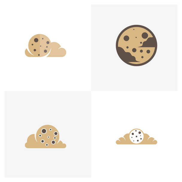 Conjunto de Cookies de Nube Diseño de Logo Plantilla Vectorial, Icono Símbolo, Conceptos Creativos de Diseño - Vector, Imagen