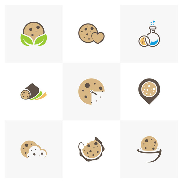 Набор Cookies Point Логотип дизайн векторный шаблон, иконка символа, творческие концепции дизайна - Вектор,изображение