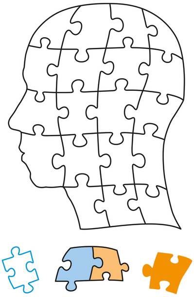 Head Puzzle jednotlivé části - Vektor, obrázek