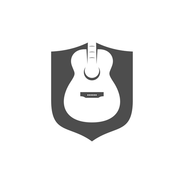 Modello vettoriale di progettazione della chitarra Shield. Semplice set di icone vettoriali della chitarra elettrica - Vettoriali, immagini