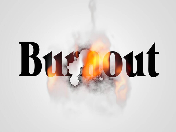 woord burn-out op een witte achtergrond - 3d rendering - Foto, afbeelding