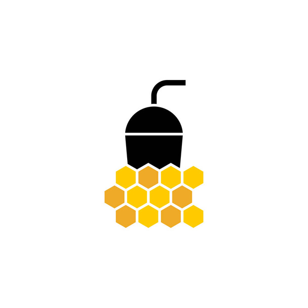Σχεδιασμός εικονιδίου λογότυπου μελιού, Εικονογράφηση διάνυσμα, Έννοια σχεδιασμού λογότυπου μελιού. Πρότυπο λογότυπου τροφίμων - Διάνυσμα, εικόνα