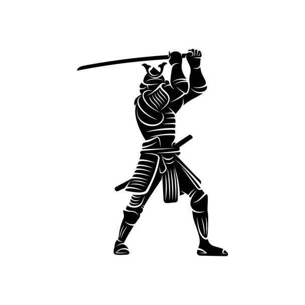 Samurai warrior Logo Design Vector. Silhouette of Samurai. Template illustration - Vecteur, image