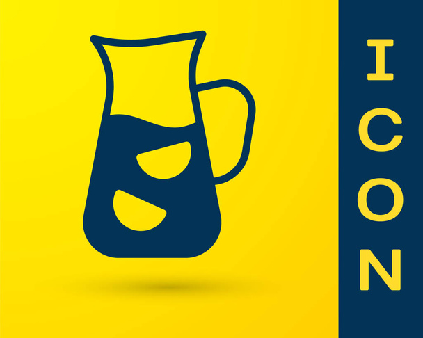 Icono Sangria azul aislado sobre fondo amarillo. Tradicional bebida española. Vector. - Vector, imagen