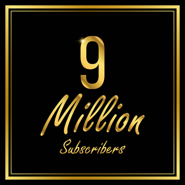 Nine Million followers or subscribers achievement symbol design, vector illustration. - Vector, Image