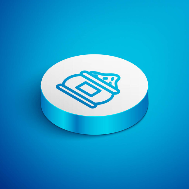 Isometric line Indian spice icon isolated on blue background. White circle button. Vector. - Vector, Image