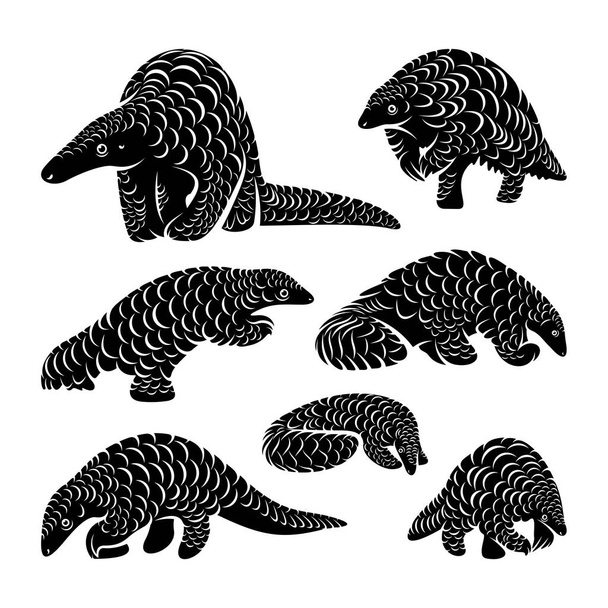 Set von Ameisenbär Logo Design Vector. Silhouette von Ameisenbär. Vektorillustration - Vektor, Bild
