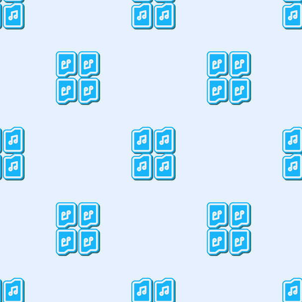 Línea azul Icono de documento de archivo de música patrón inconsútil aislado sobre fondo gris. Formato de archivo de audio de forma de onda para archivos de riff de audio digital. Vector. - Vector, imagen