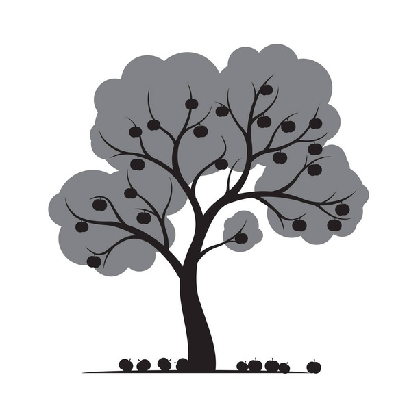 Shape of Apple Tree. Vector outline Illustration. Plant in Garden. EPS file. - ベクター画像