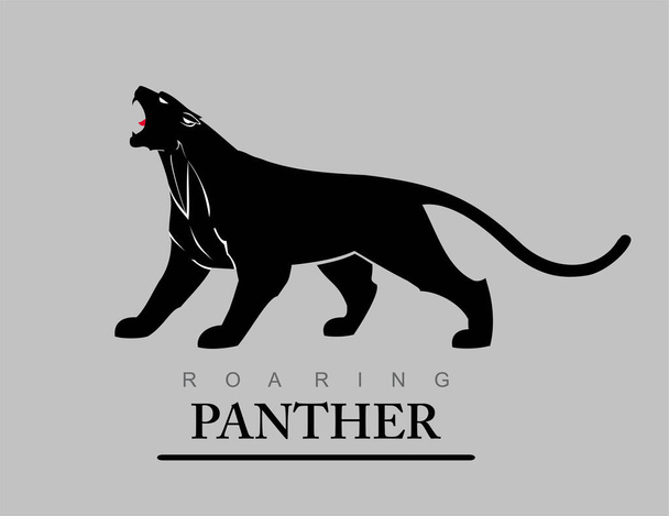 Fearless Panther. Roaring Predator. Roaring Panther. Elegant panther. - Vector, Image