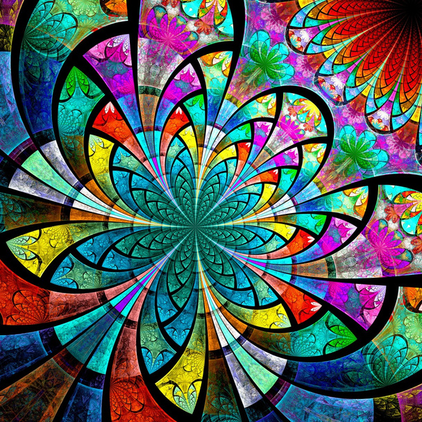 Flor fractal colorida, arte digital
 - Foto, Imagem
