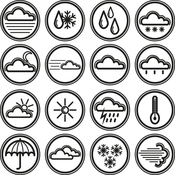 conjunto de ícone de vetor meteorológico - Vetor, Imagem
