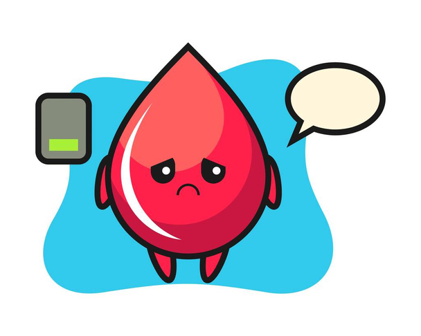 Blood drop mascot character doing a tired gesture - Vector, Image