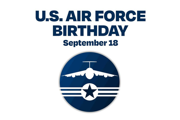 U.S. Air Force Birthday. September 18. Holiday concept. Template for background, banner, card, poster with text inscription. Vector EPS10 illustration. - Vector, Image