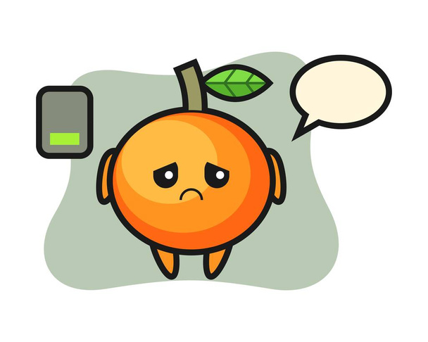 Mandarín personaje mascota naranja haciendo un gesto cansado - Vector, Imagen