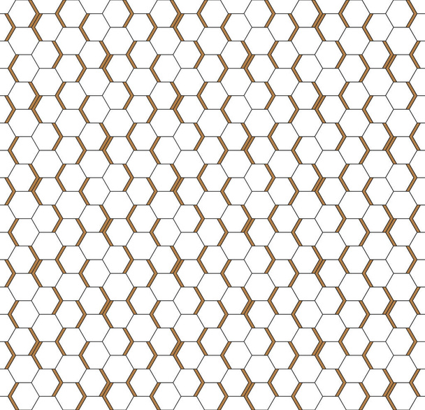 White seamless honeycomb hexagonal art wall texture - Vector, Image