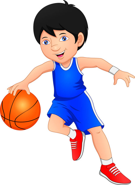 Vectores de stock libres de derechos de Niño jugando baloncesto