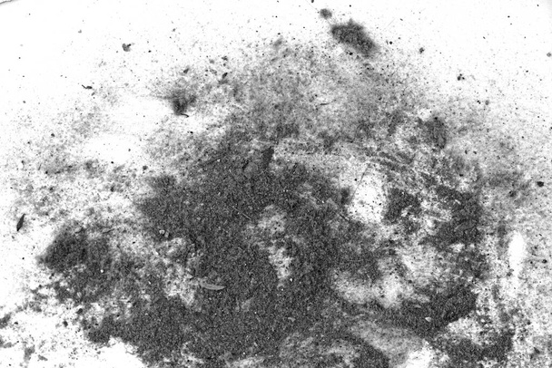 Черный мусор, пыль, грязь на белом фоне крупным планом. текстура мусора из пылесоса - Фото, изображение