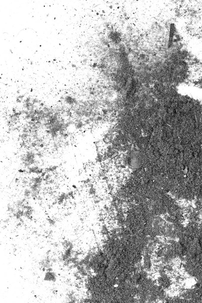 Schwarzer Müll, Staub, Schmutz isoliert auf weißem Hintergrund. Textur des Mülls aus dem Staubsauger - Foto, Bild