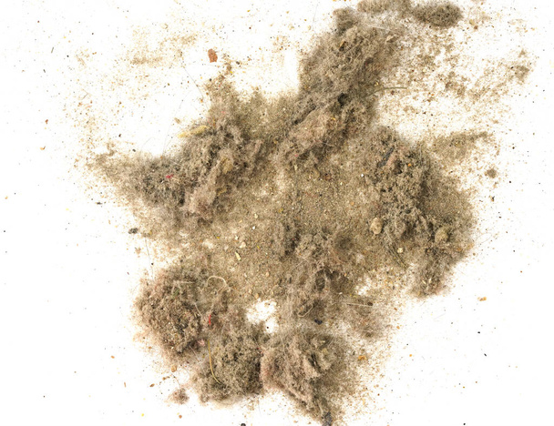 Мусор, пыль, грязь изолированы на белом фоне крупным планом. текстура мусора из пылесоса - Фото, изображение