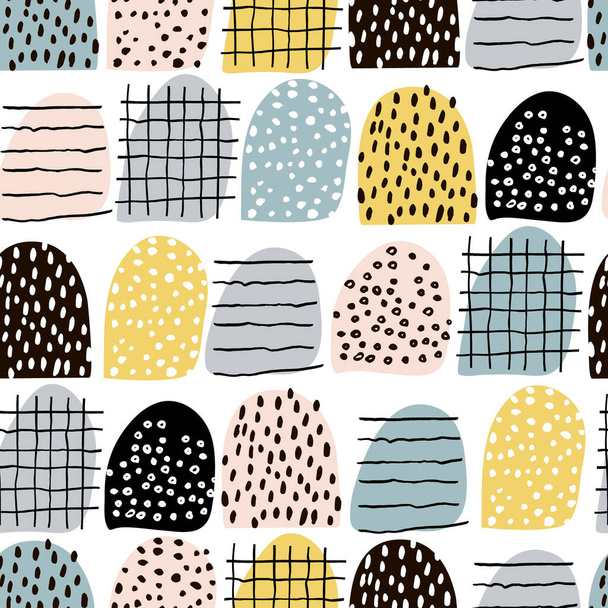 Seamless abstract pattern with hand drawn elements. Vector trendy texture - Vector, afbeelding