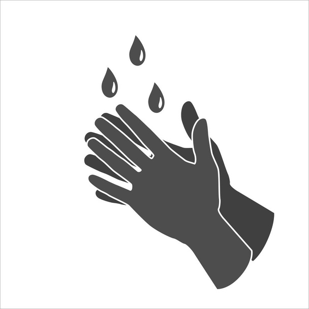 Безопасное мытье рук. Иконка для мытья рук, плоская вывеска, сплошная пиктограмма, выделенная на белом. Символ гигиены, иллюстрация логотипа. - Фото, изображение