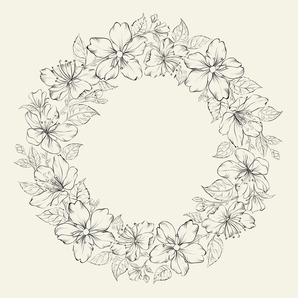 floral στεφάνι - σχέδιο γαμήλιων - Διάνυσμα, εικόνα