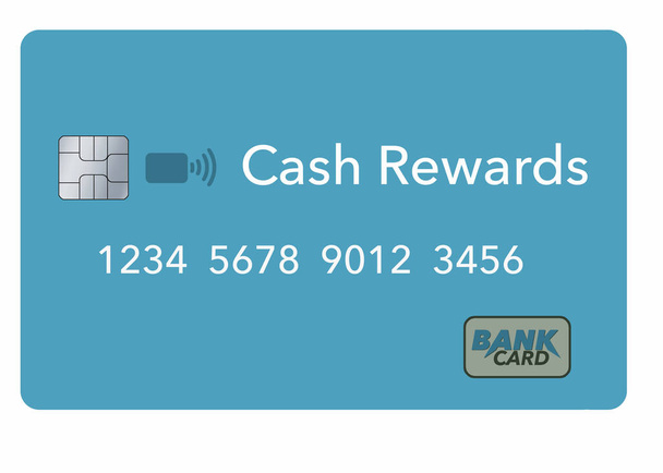 Ecco un cash back, premi in contanti carta di credito isolata su uno sfondo bianco. - Foto, immagini