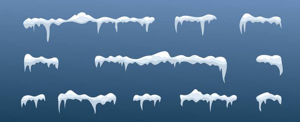 Frost decoration collection for frames. Horizontal frozen snow set. - Vector, Image