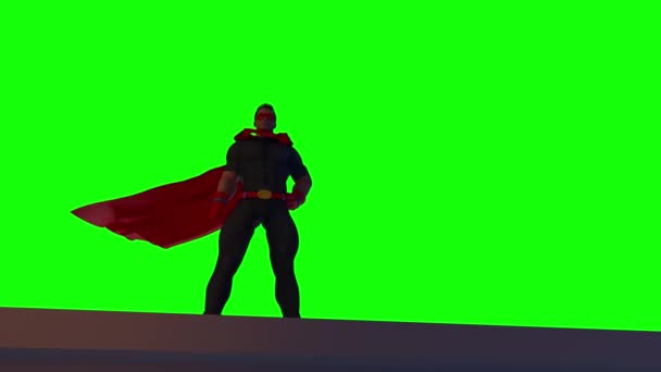 Superhéroe vigilando la ciudad 3d renderizar animación - Imágenes, Vídeo