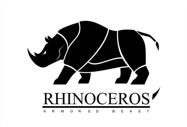 Nosorożec. Sideview Pełne ciało Rhino - Wektor, obraz