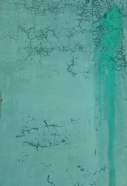 texture abstraite fond turquoise avec fissures et craquelure. - Photo, image