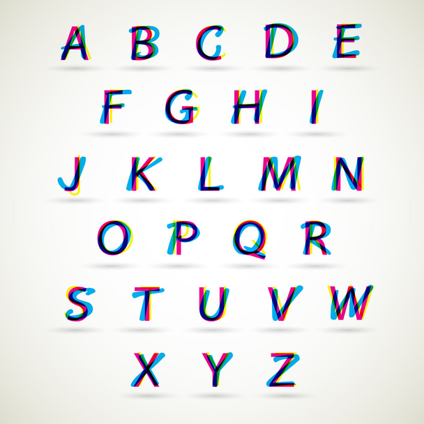 Upper case alphabet set, CMYK color style - Vector, Image
