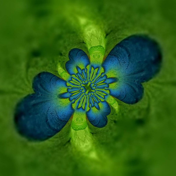 variations vivid green heart with tear drops on blue background patterns and designs - Photo, Image