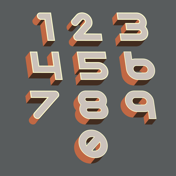 Numbers set retro style - Vector, Image