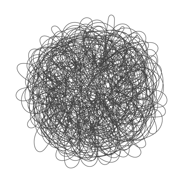 Zamotaný chaos abstraktní ručně kreslené chaotické čmáranice koule vektorové ilustrace. - Vektor, obrázek